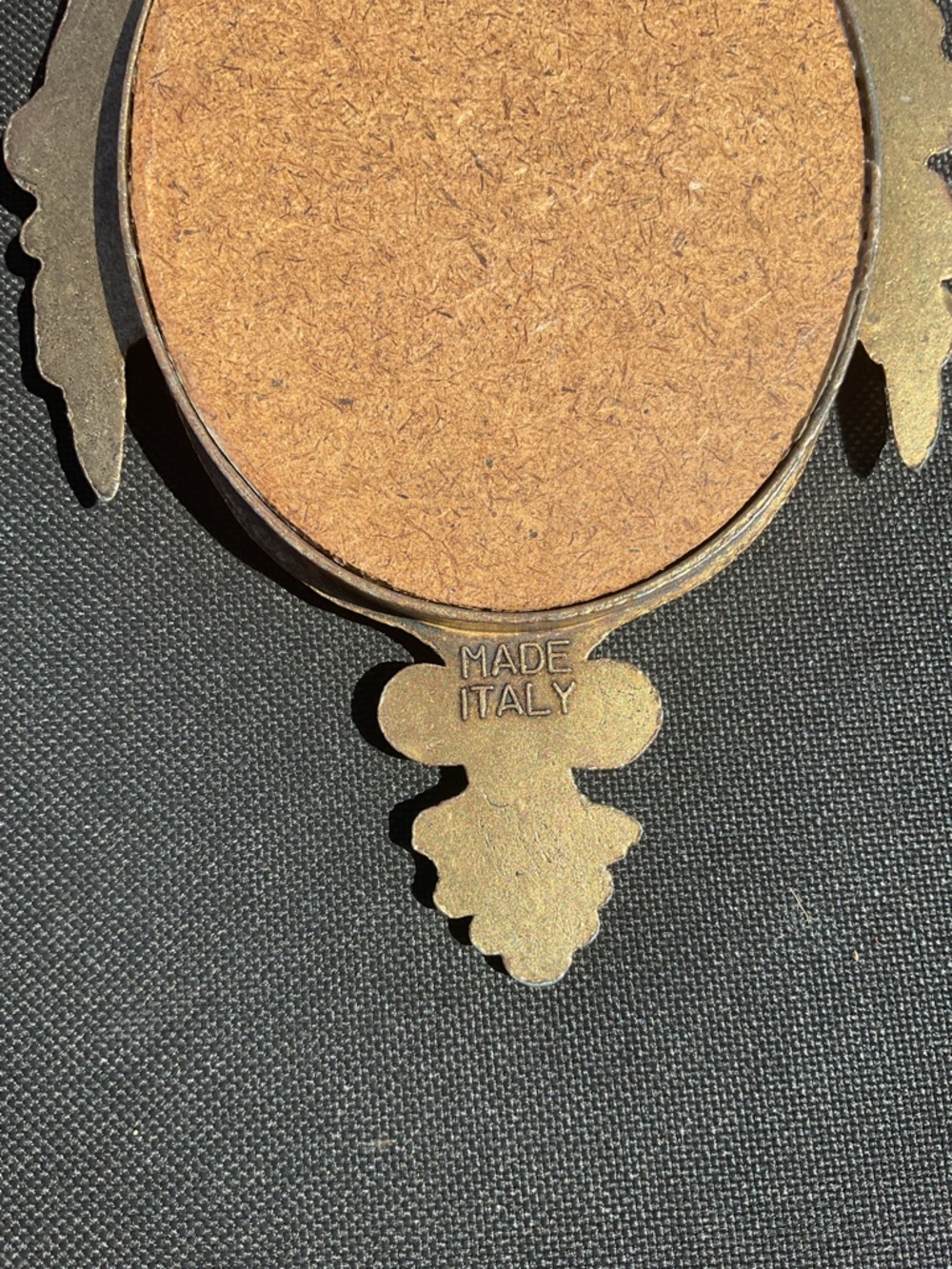 Vintage Victorian Italian Ornate Bronze-Tone Oval Wall small Mirror - Picture 4 of 6